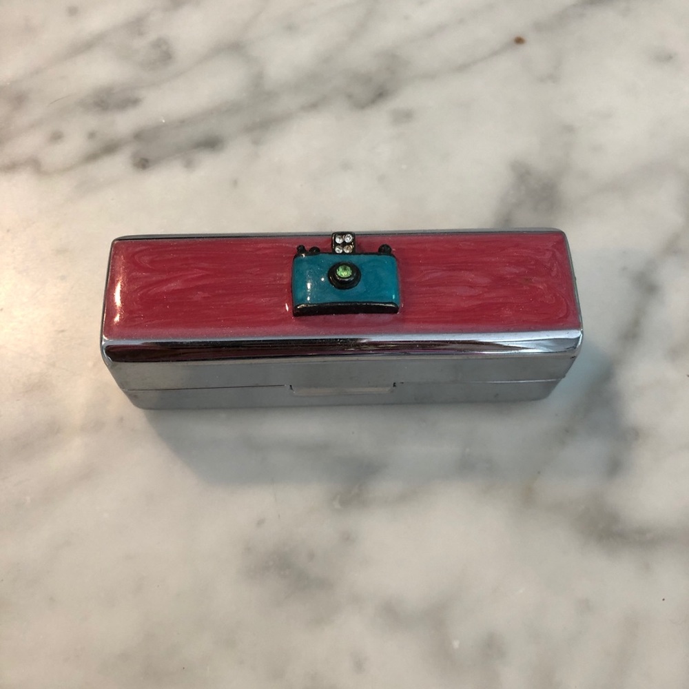 Metal Lipstick case with Enamel/ Crystal Design